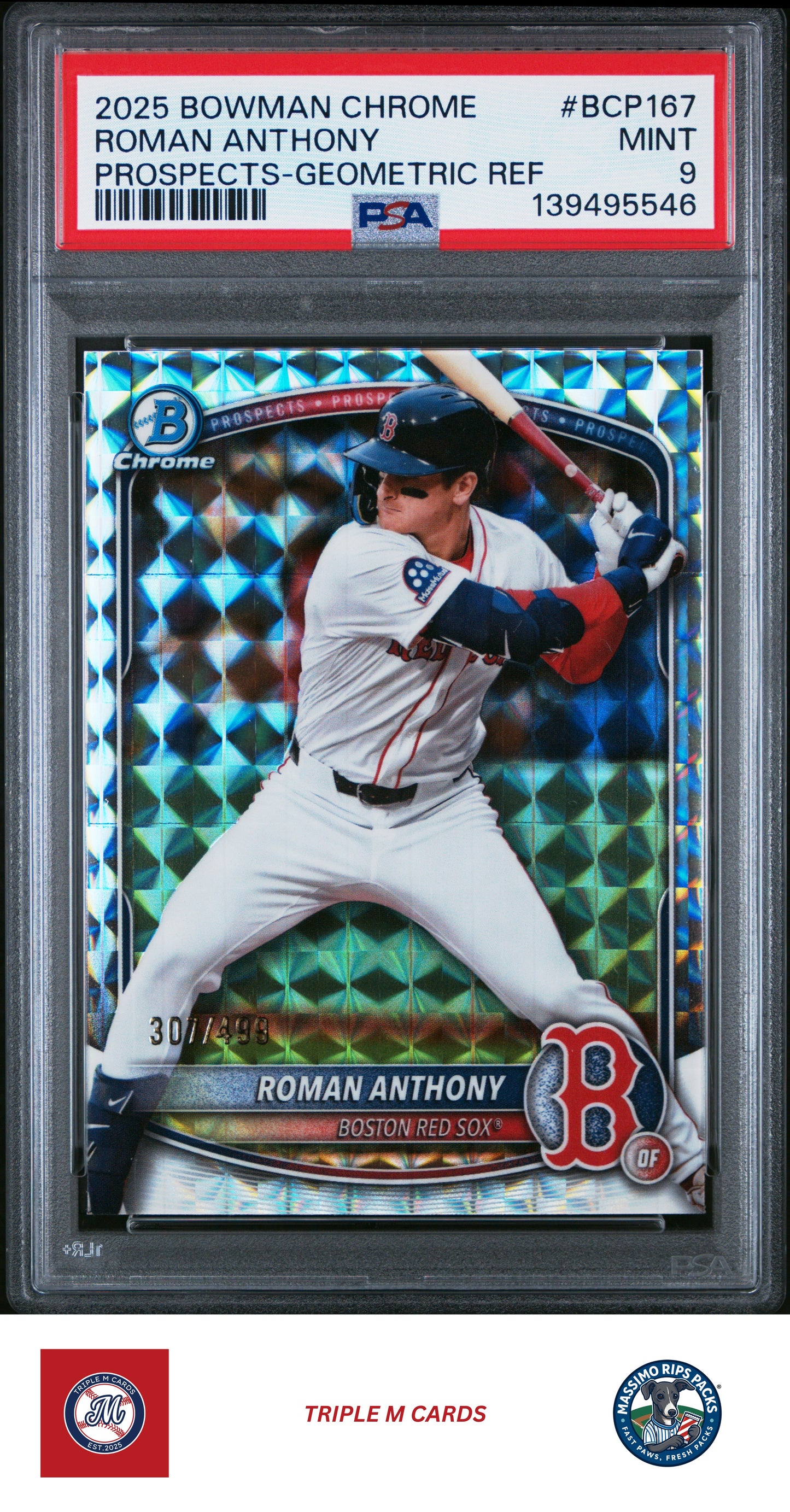 2025 Bowman Chrome #BCP-167 Roman Anthony Prospects Geometric PSA 9 #/499