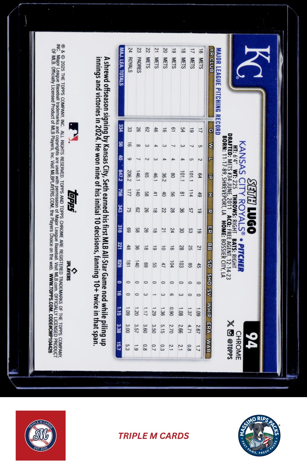 2025 Topps Chrome #94 Seth Lugo Geometric Refractors