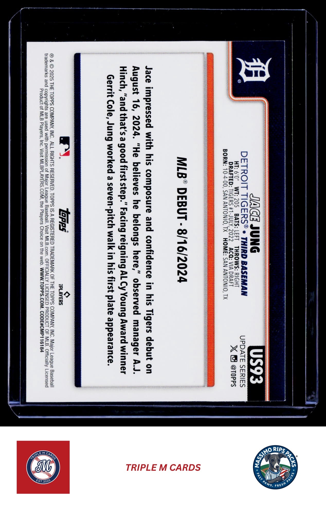 2025 Topps Update #US93 Jace Jung