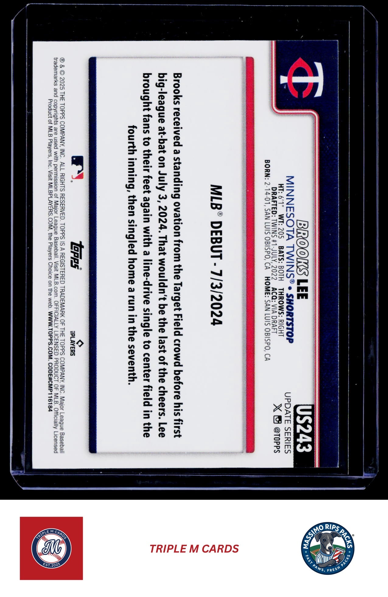 2025 Topps Update #US243 Brooks Lee