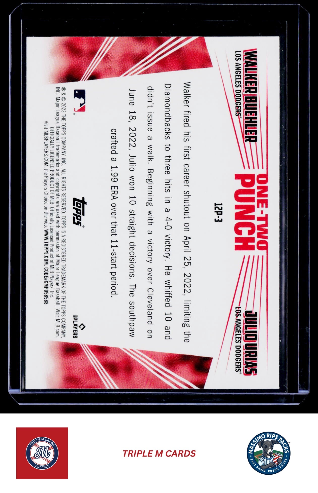 2023 Topps #12P-3 Walker Buehler / Julio Urías One-Two Punch