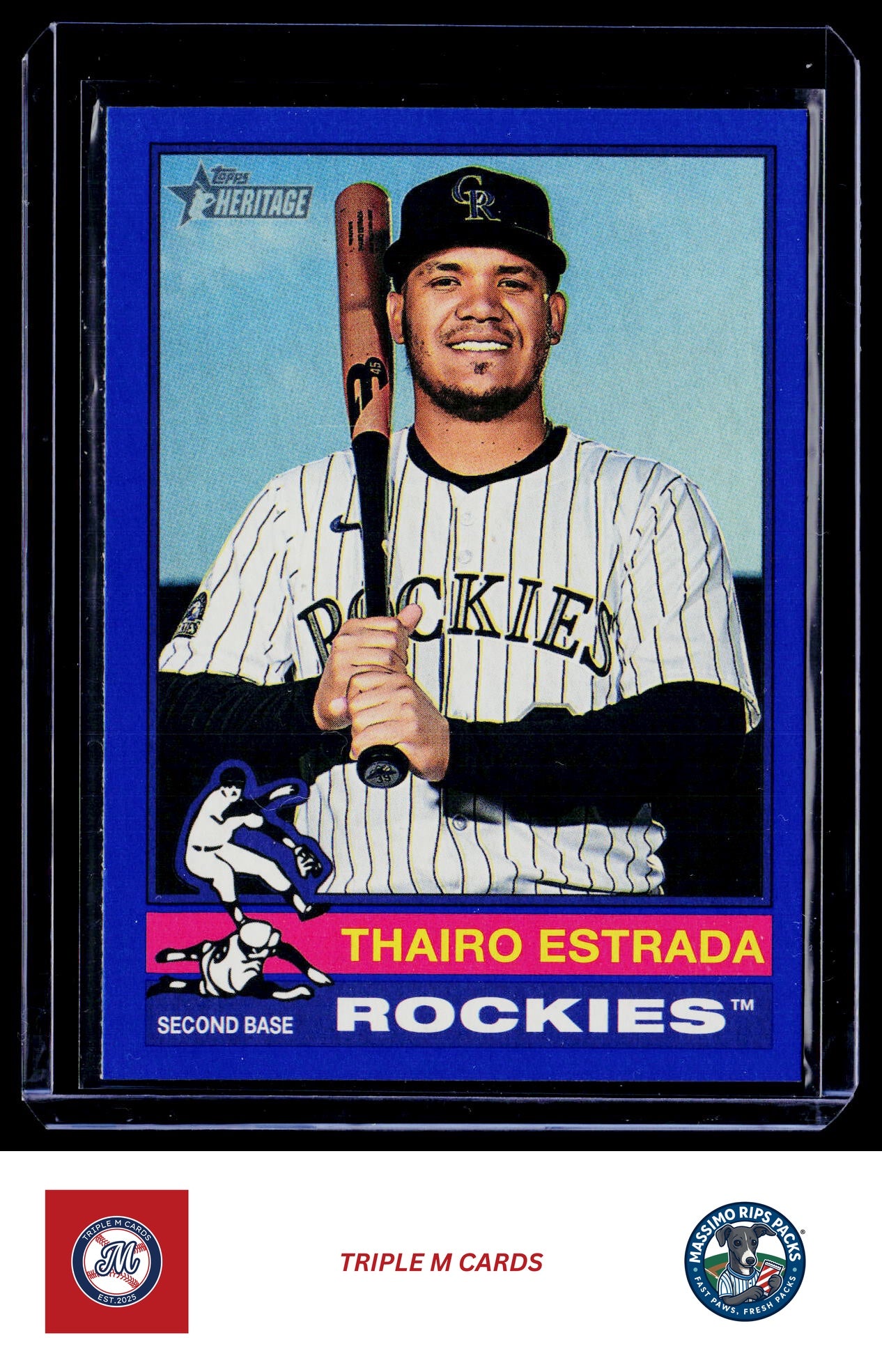 2025 Topps Heritage #504 Thairo Estrada Dark Blue Border