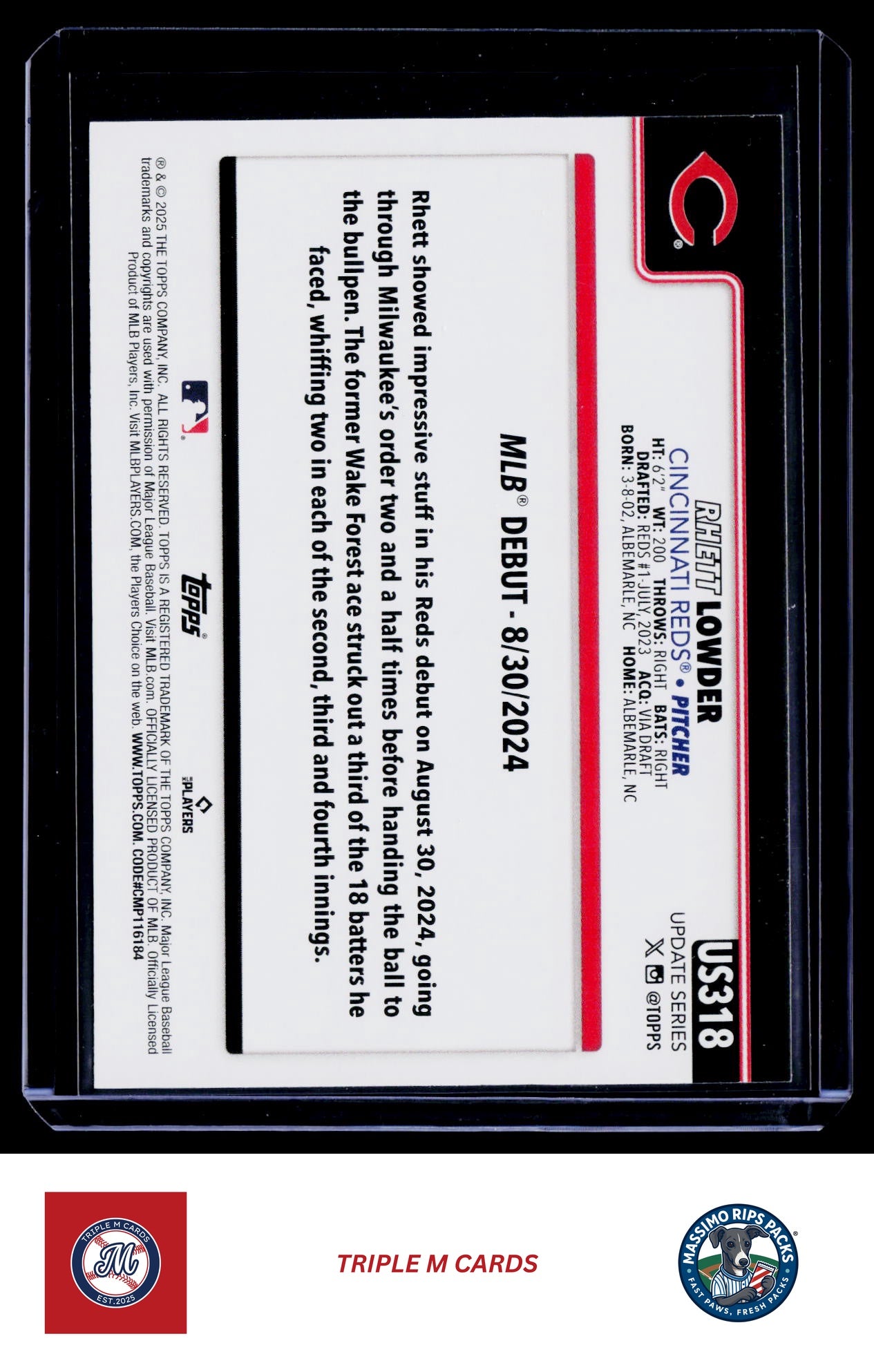 2025 Topps Update #US318 Rhett Lowder