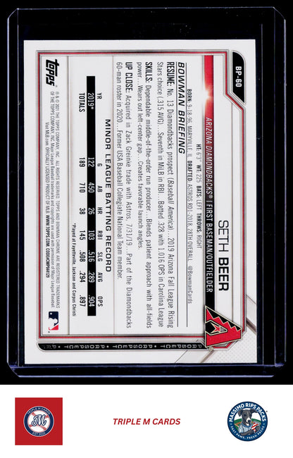 2021 Bowman #BP-60 Seth Beer Prospects