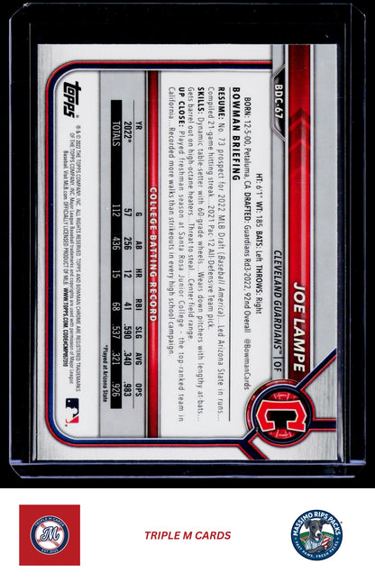 2022 Bowman Draft #BDC-67 Joe Lampe Chrome