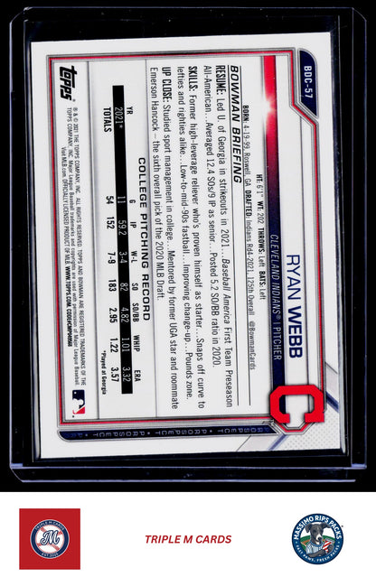 2021 Bowman Draft #BDC-57 Ryan Webb Chrome