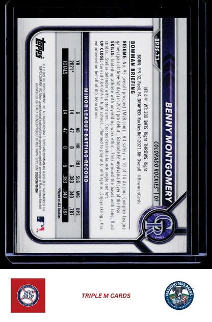 2022 Bowman #BP-73 Benny Montgomery Prospects