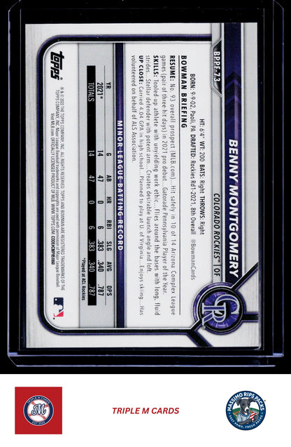2022 Bowman #BP-73 Benny Montgomery Prospects