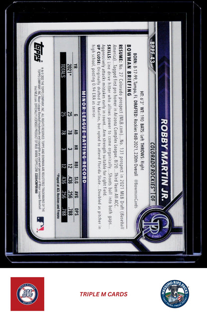 2022 Bowman 1st Edition #BPPF-43 Robby Martin Jr.