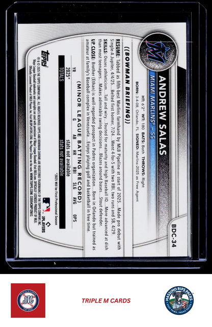 2025 Bowman Draft #BDC-34 Andrew Salas Chrome