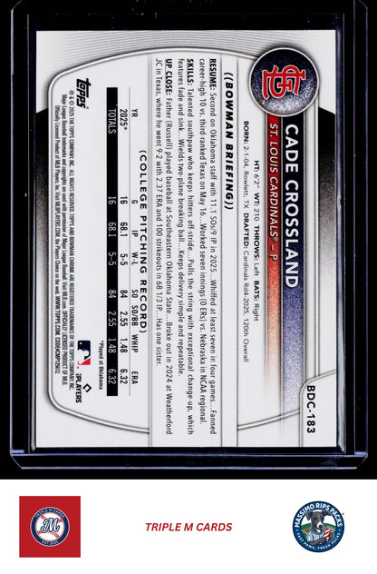2025 Bowman Draft #BDC-183 Cade Crossland Chrome