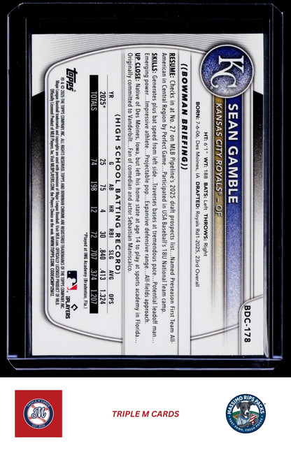 2025 Bowman Draft #BDC-178 Sean Gamble Chrome