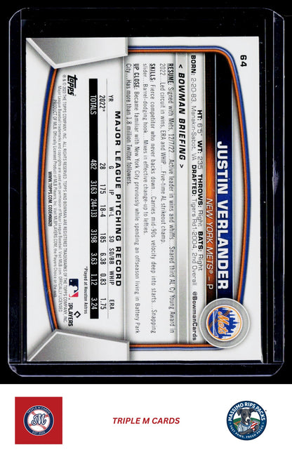 2023 Bowman #64 Justin Verlander