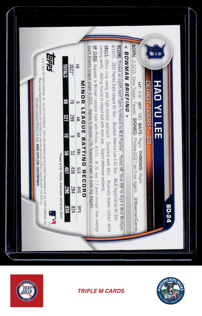 2023 Bowman Draft #BD-24 Hao Yu Lee