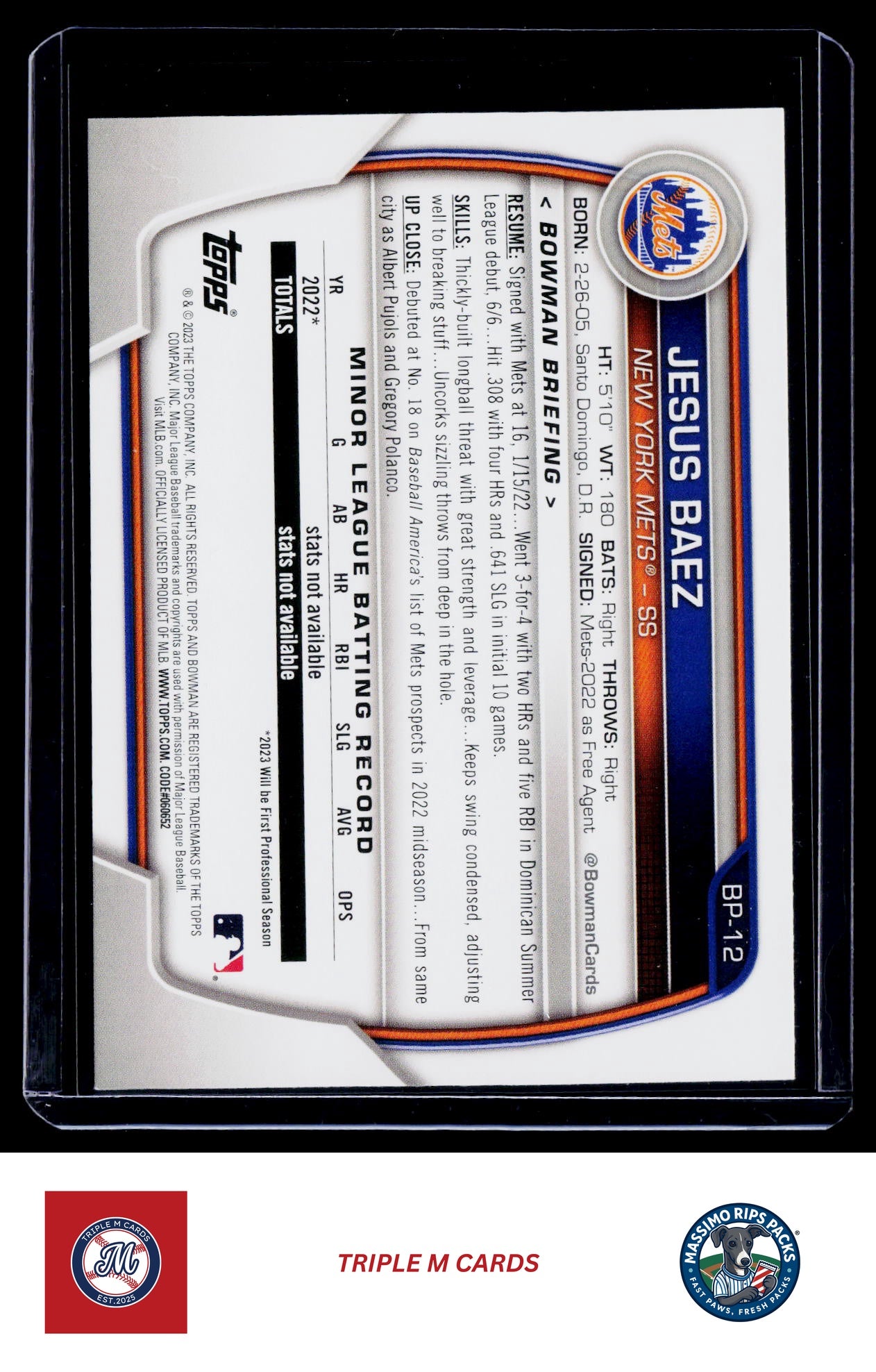 2023 Bowman #BP-12 Jesus Baez Prospects