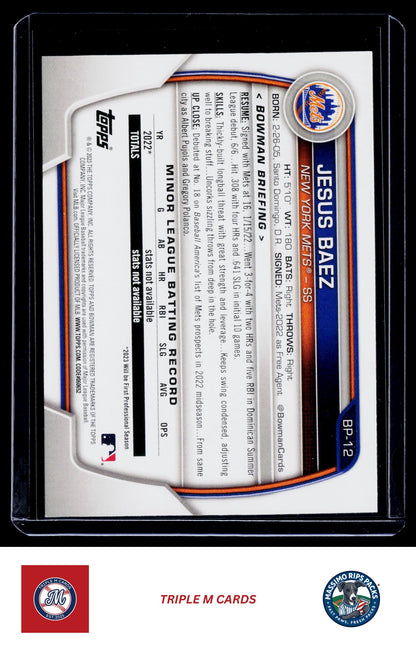 2023 Bowman #BP-12 Jesus Baez Prospects