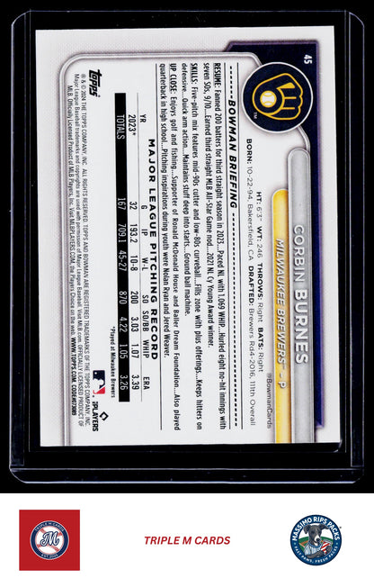 2024 Bowman #45 Corbin Burnes