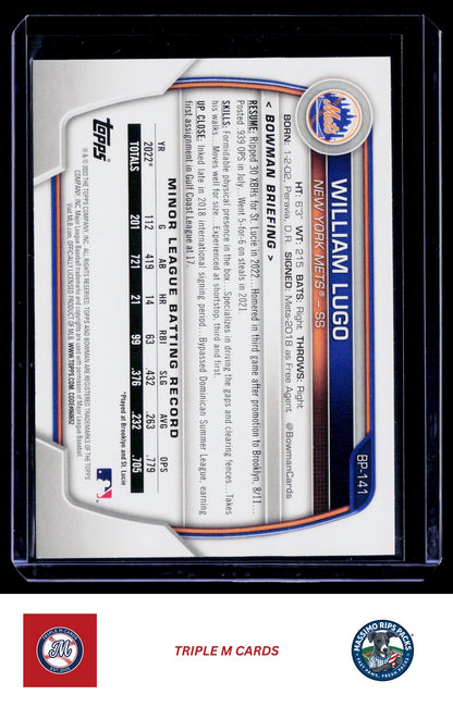 2023 Bowman #BP-141 William Lugo Prospects