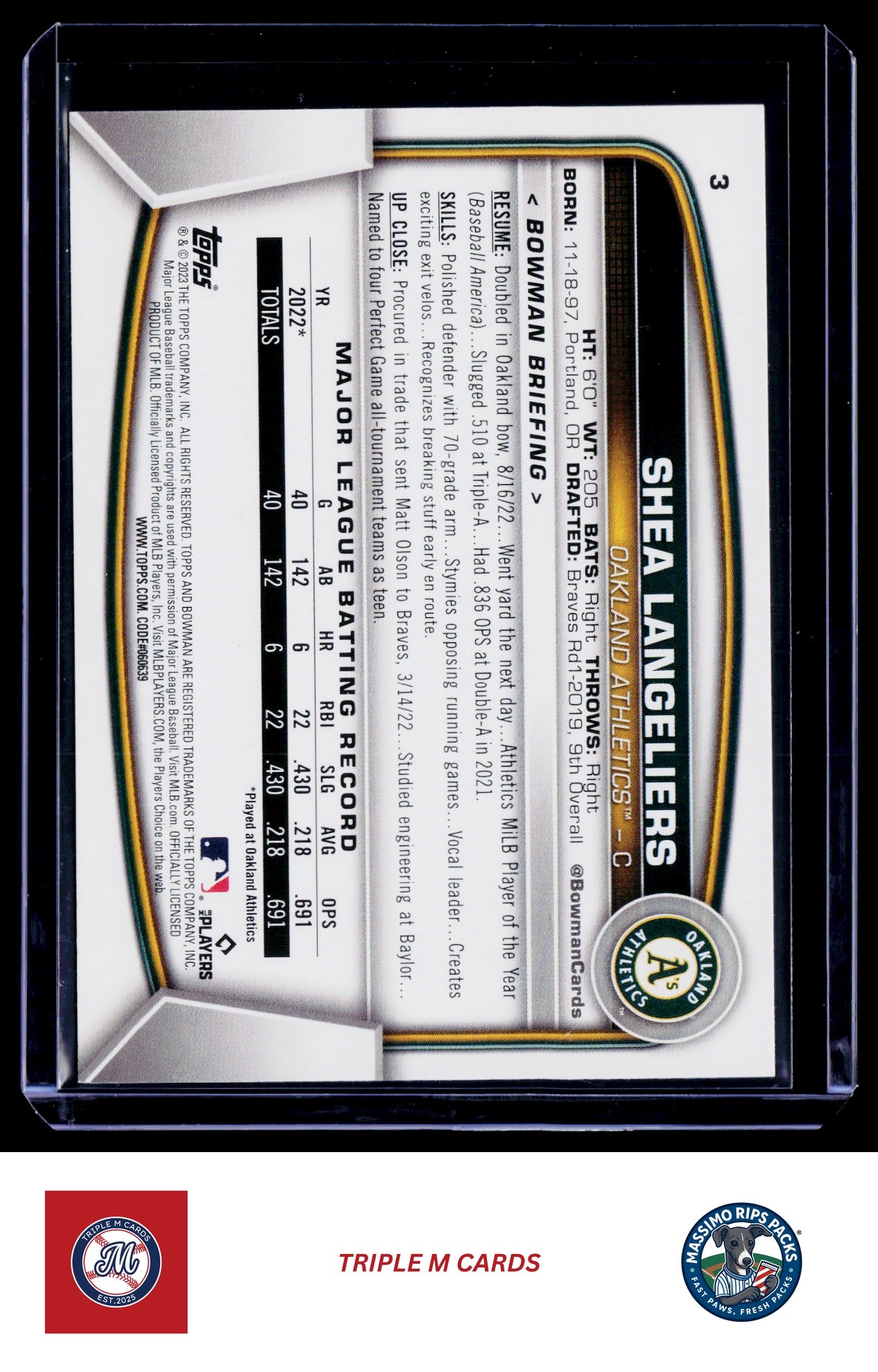 2023 Bowman #3 Shea Langeliers