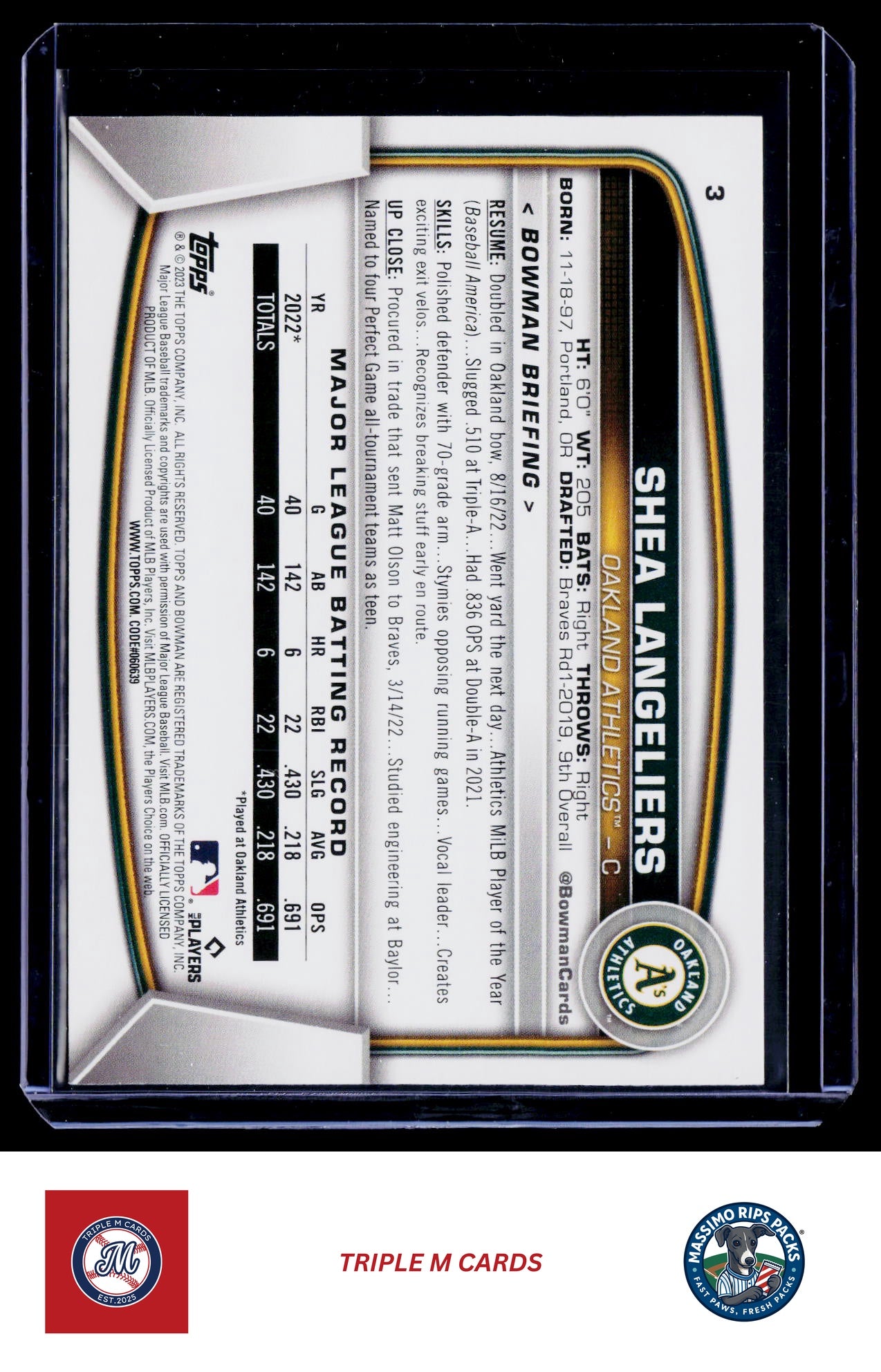 2023 Bowman #3 Shea Langeliers