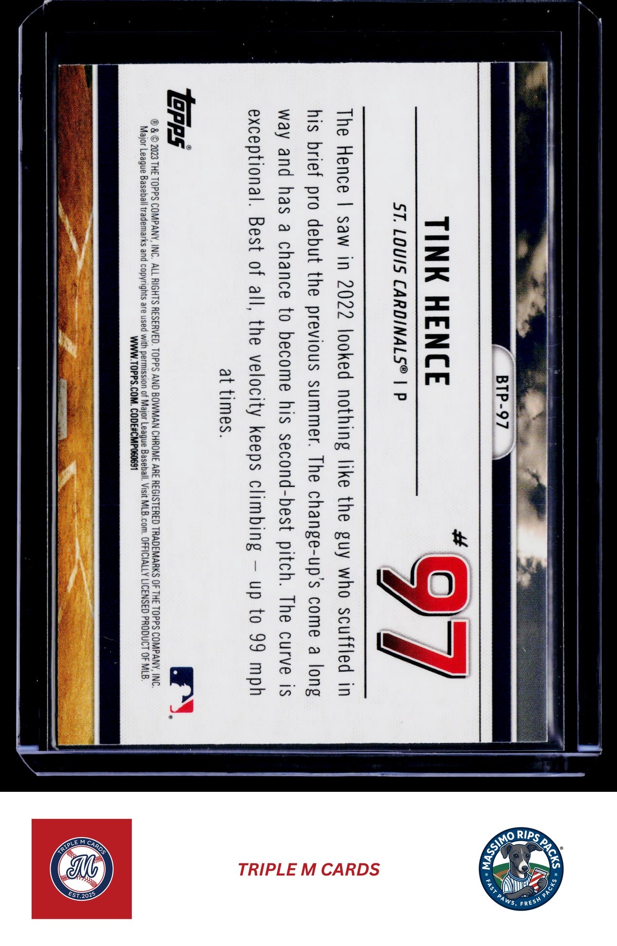 2023 Bowman #BTP-97 Tink Hence Bowman Scouts Top 100