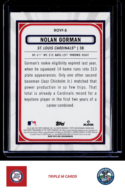 2023 Bowman #ROYF-5 Nolan Gorman Rookie of the Year Favorites