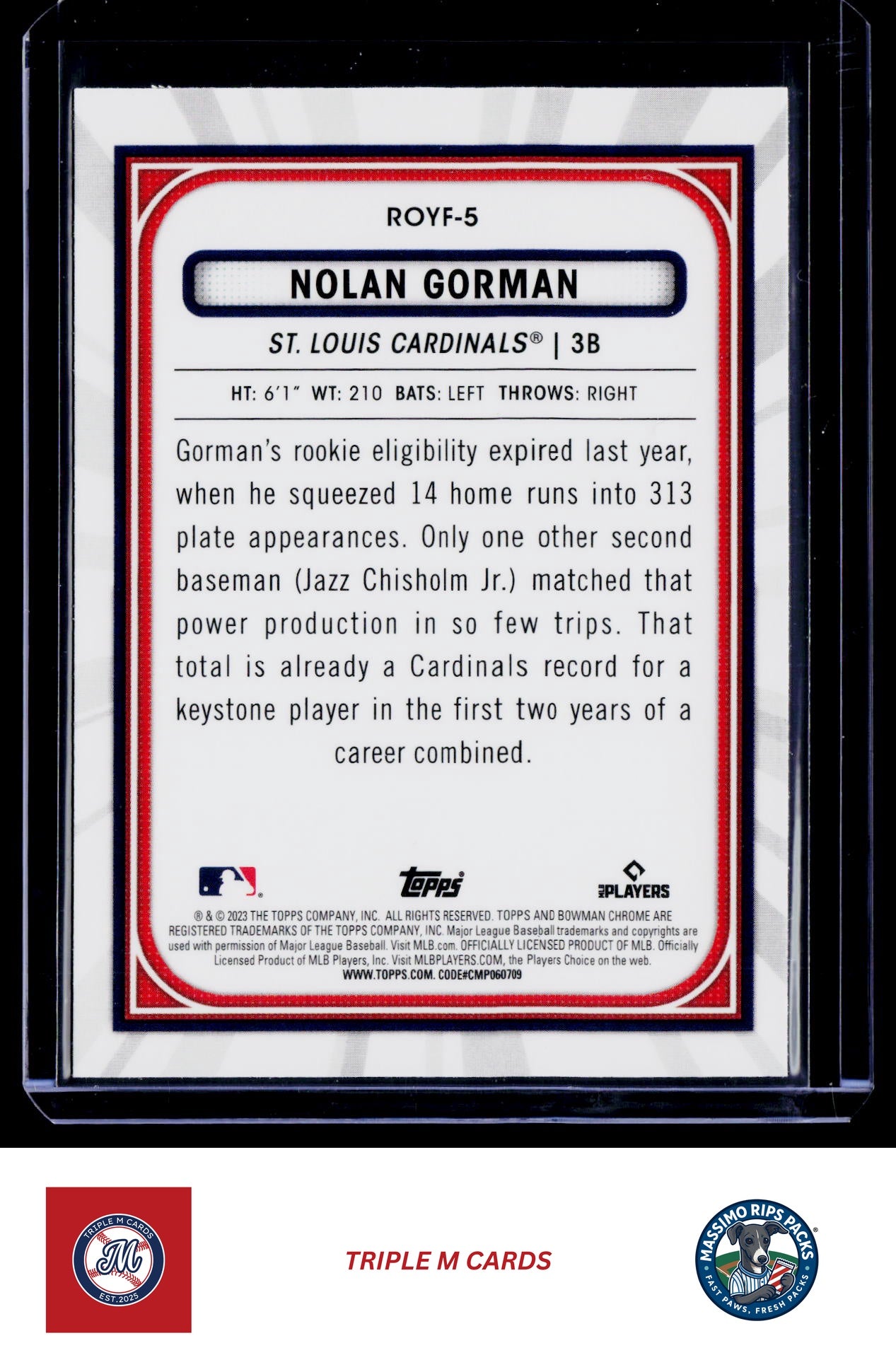2023 Bowman #ROYF-5 Nolan Gorman Rookie of the Year Favorites