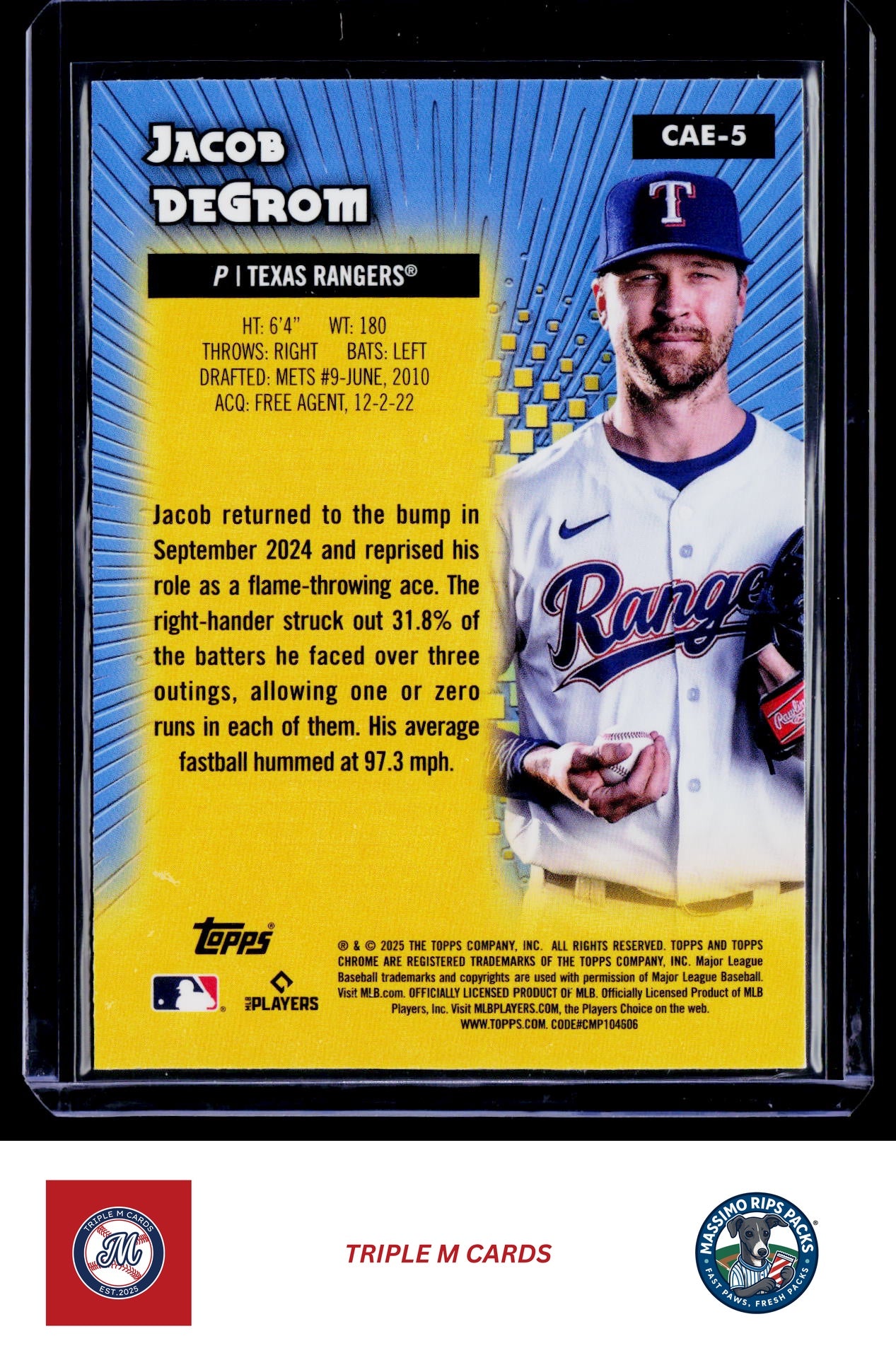 2025 Topps Chrome #CAE-5 Jacob deGrom Chrome All-Etch