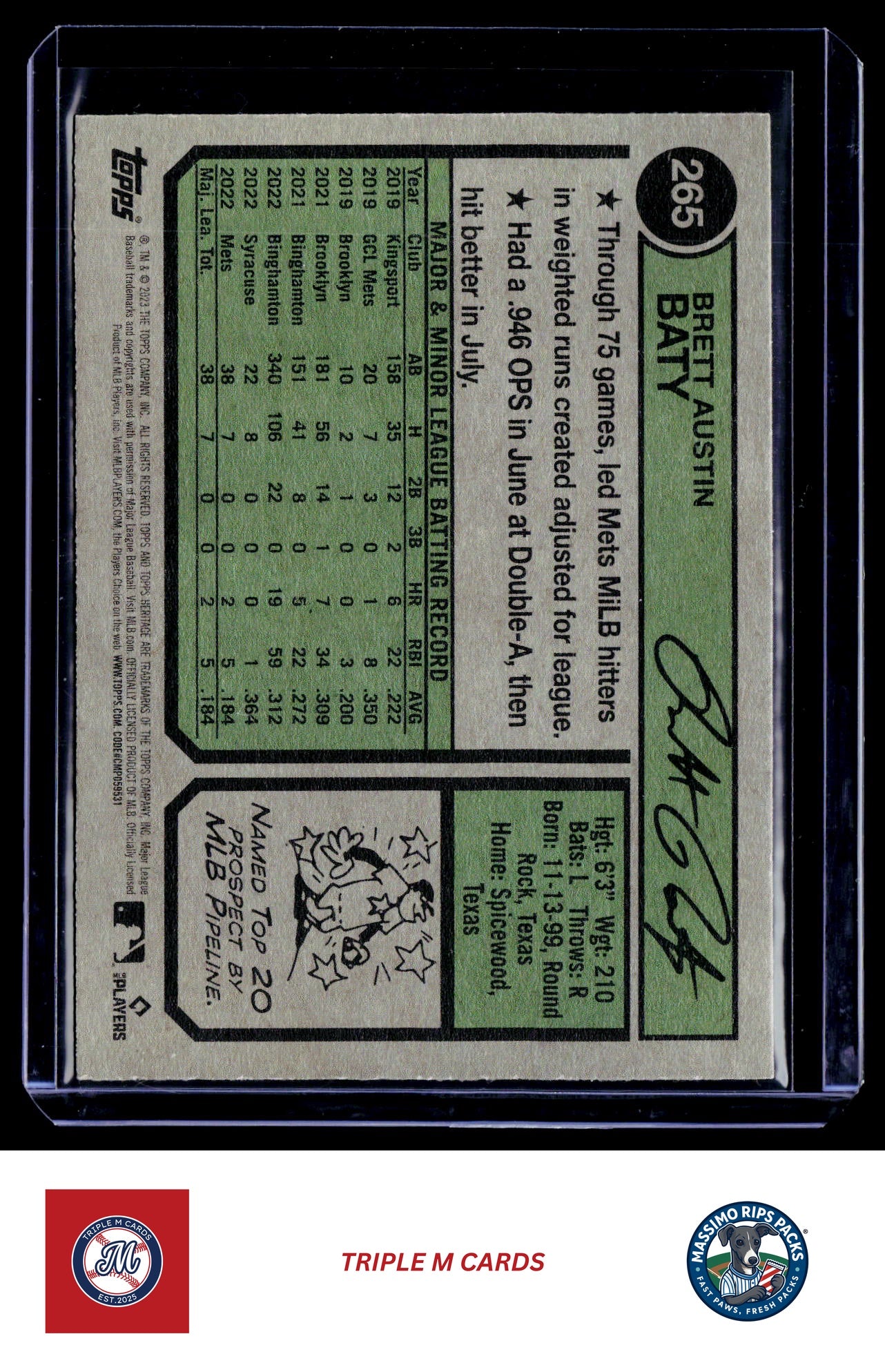 2023 Topps Heritage #265 Brett Baty