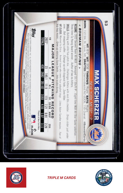 2023 Bowman #53 Max Scherzer