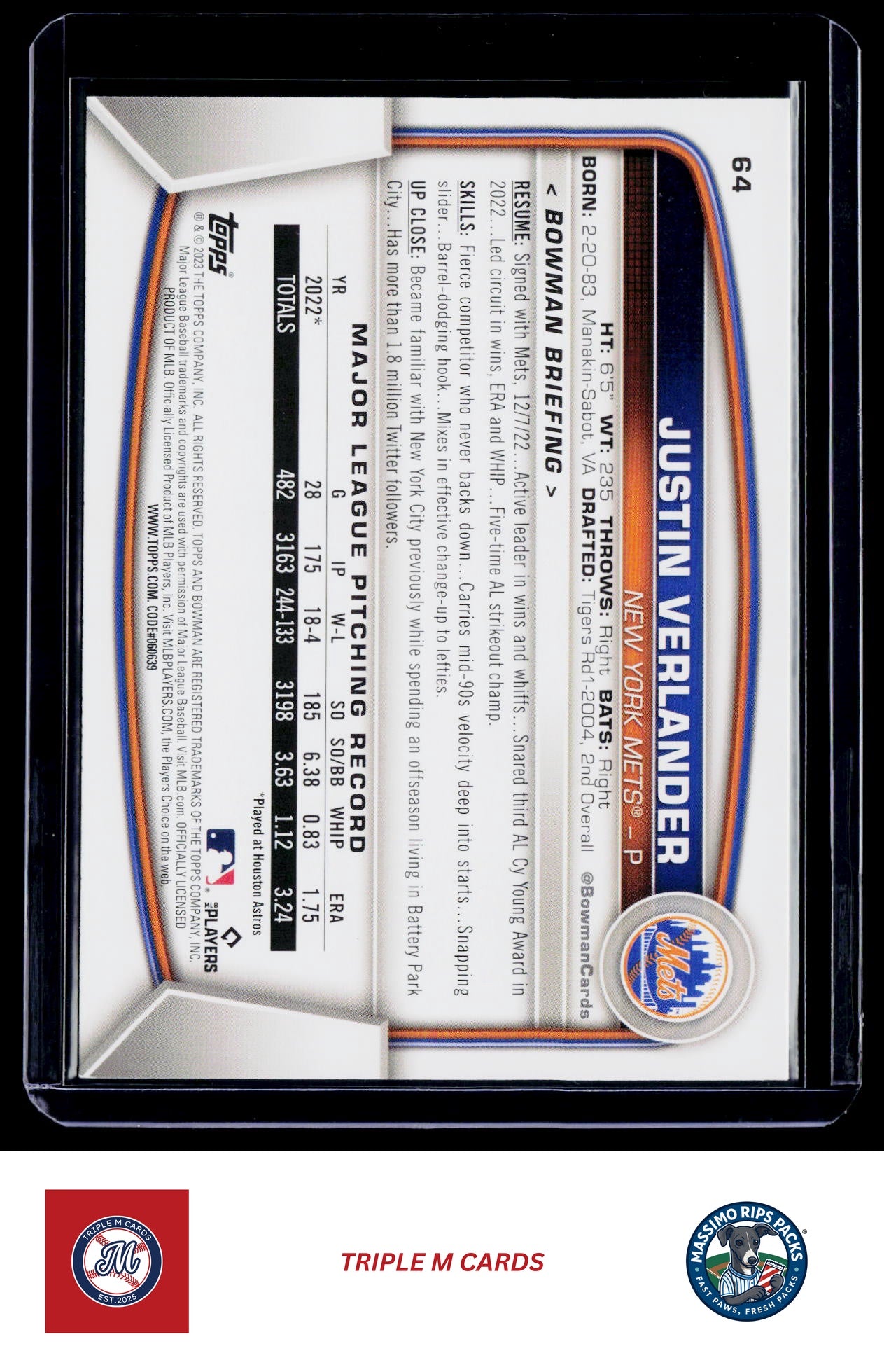 2023 Bowman #64 Justin Verlander