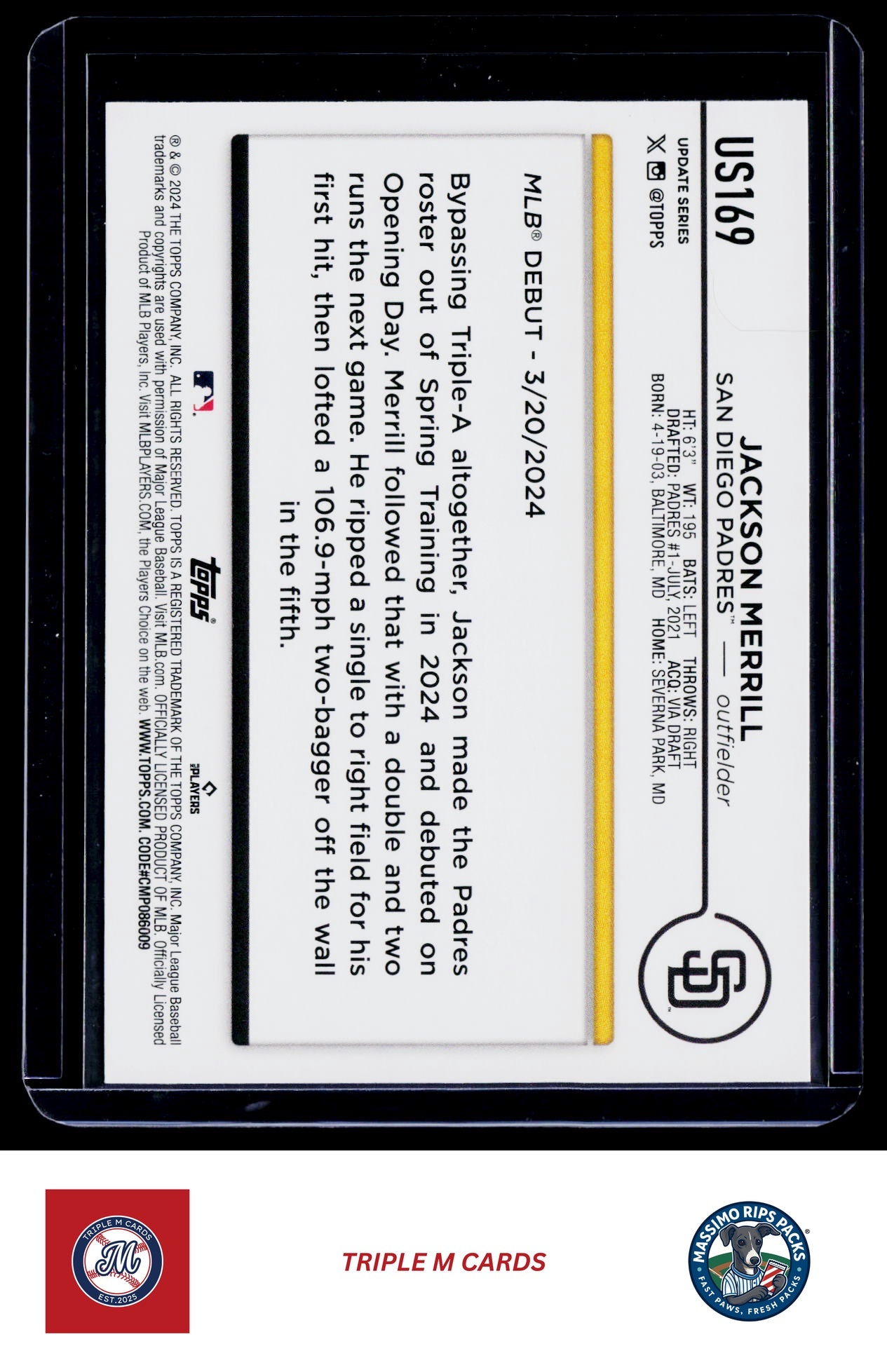 2024 Topps Update #US169 Jackson Merrill
