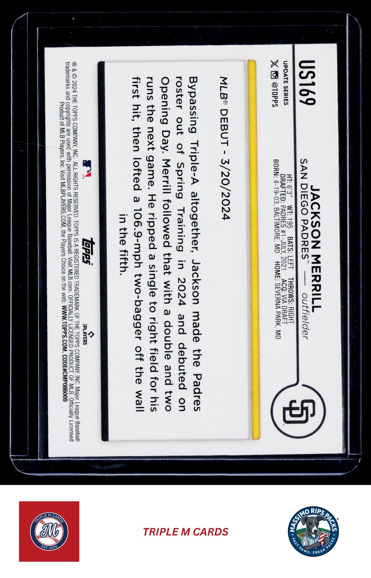 2024 Topps Update #US169 Jackson Merrill