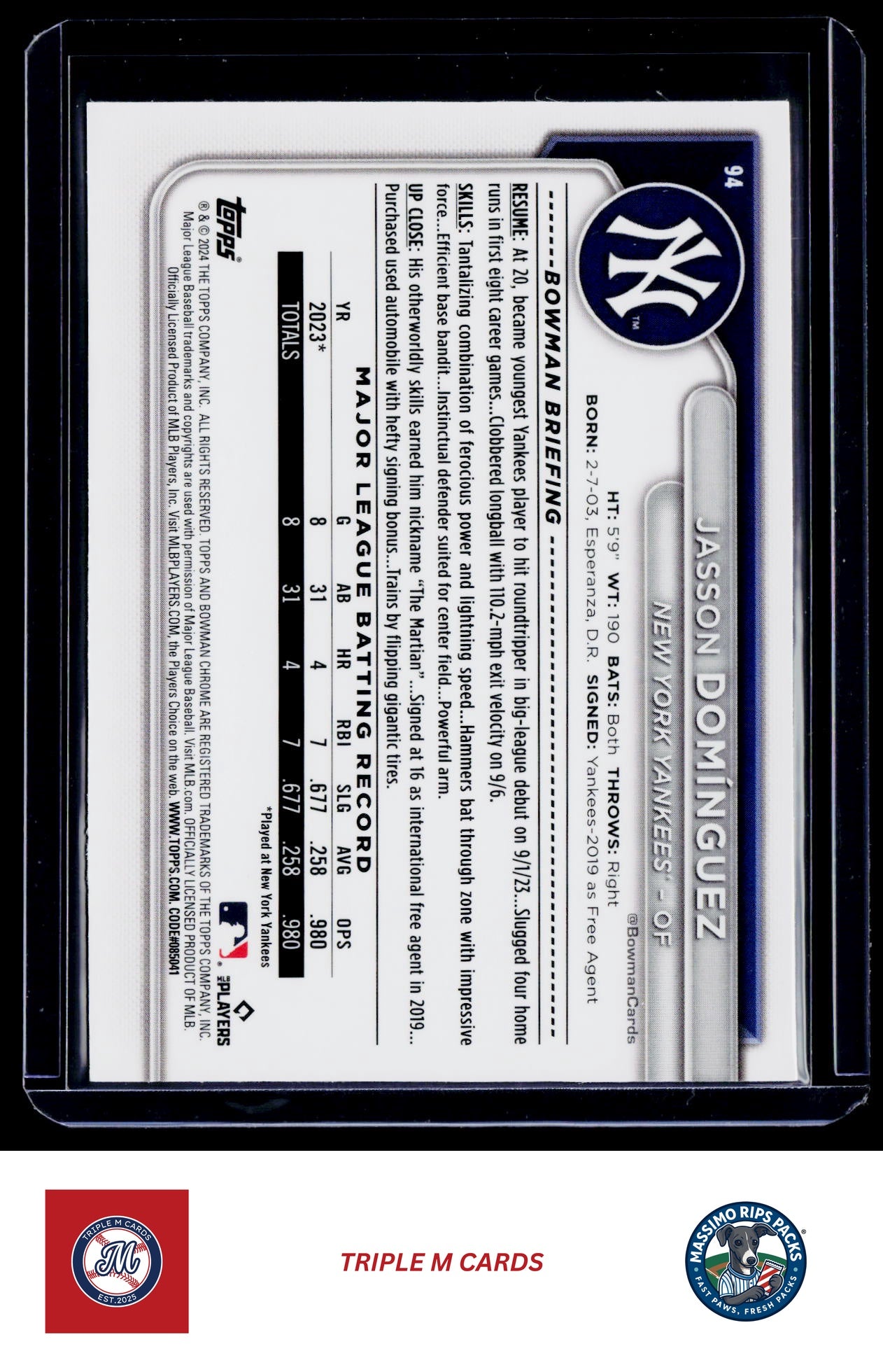 2024 Bowman Chrome #94 Jasson Domínguez