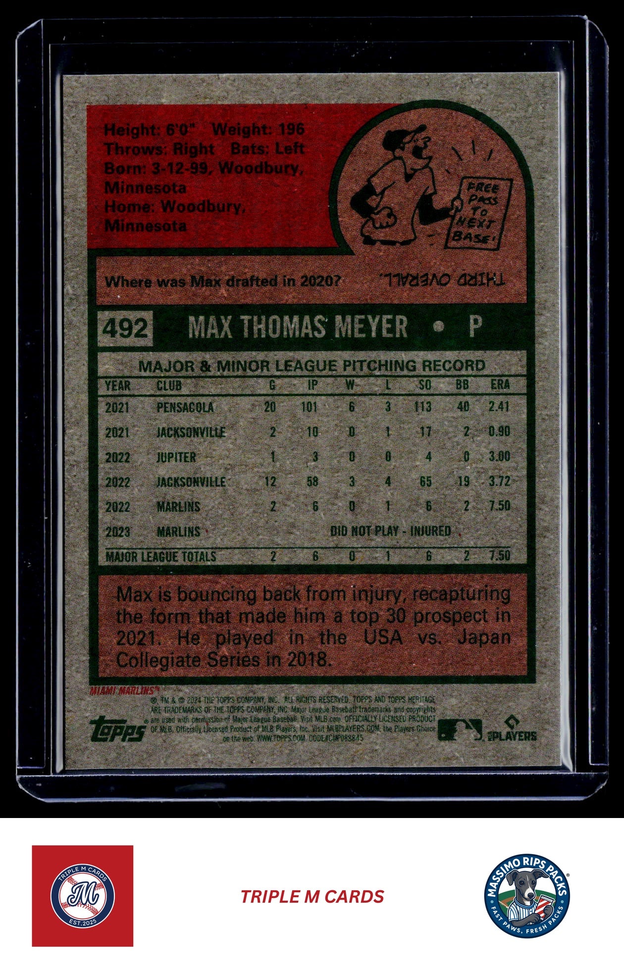 2024 Topps Heritage #492 Max Meyer Chrome Silver Refractor #/225