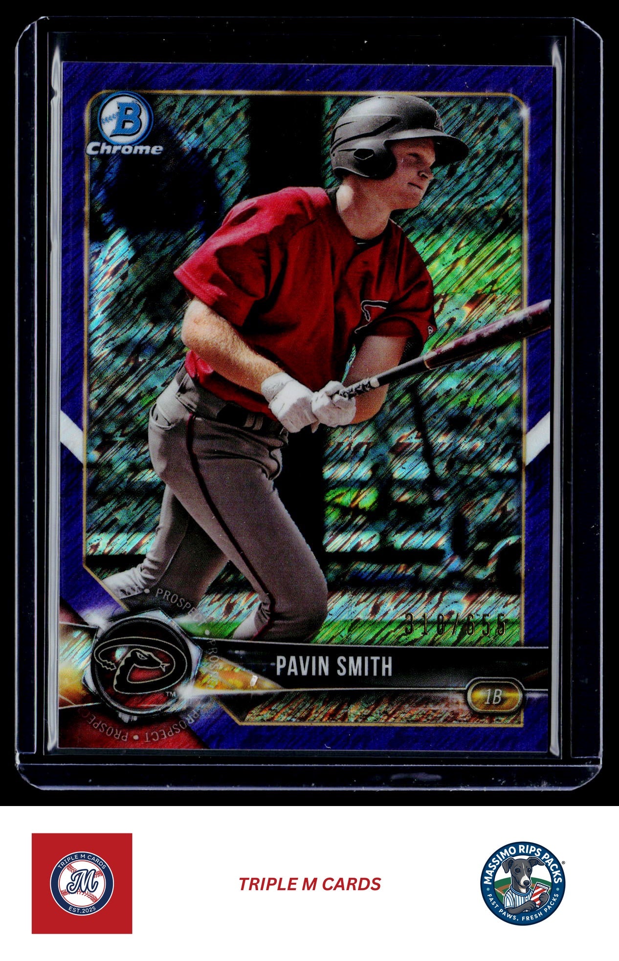 2018 Bowman Chrome #BCP214 Pavin Smith Prospects Purple Shimmer Refractor #/655