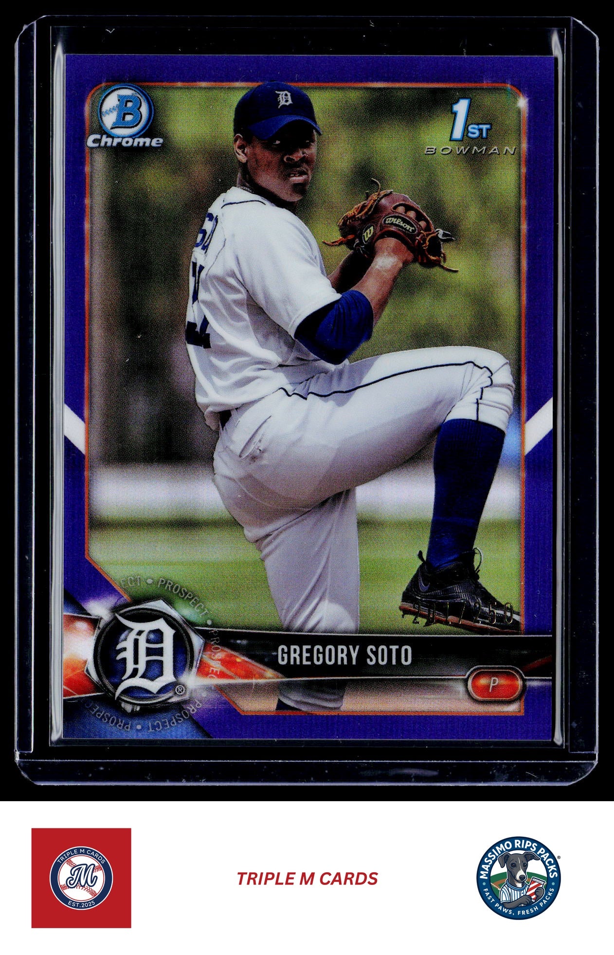 2018 Bowman Chrome #BCP239 Greg Soto Prospects Purple Refractor #/250