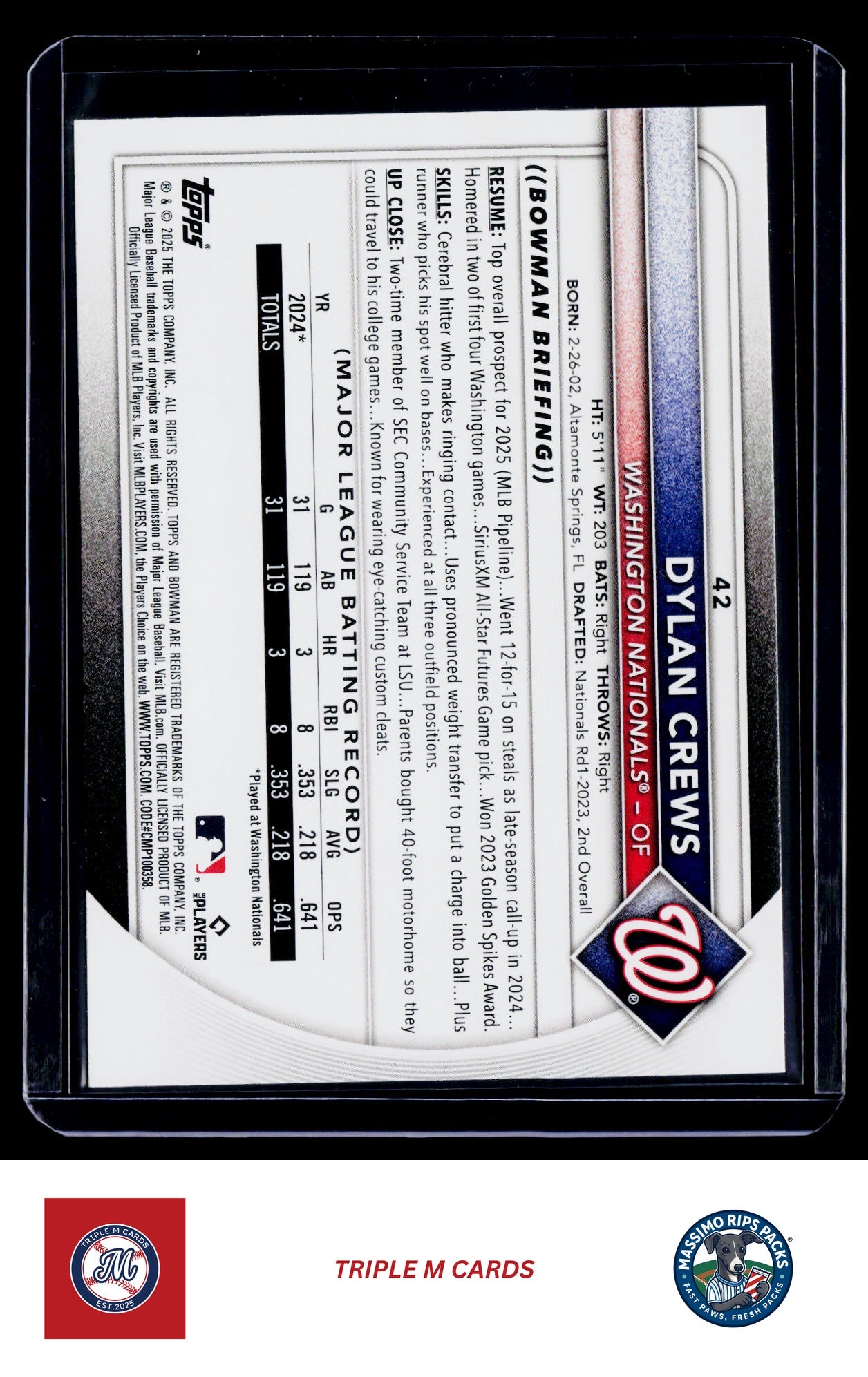 2025 Bowman #42 Dylan Crews