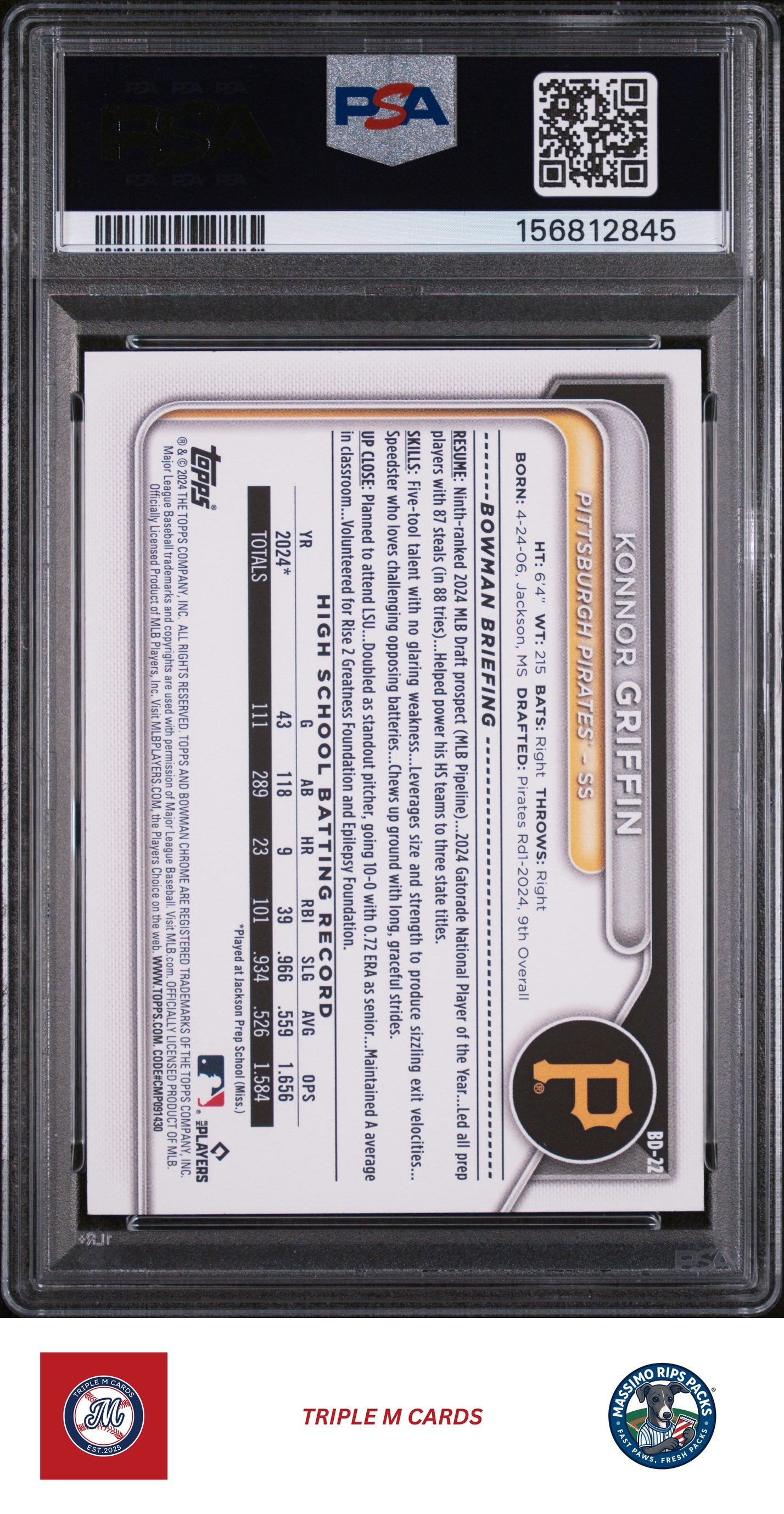 2024 Bowman Draft #BD-22 Konnor Griffin PSA 9