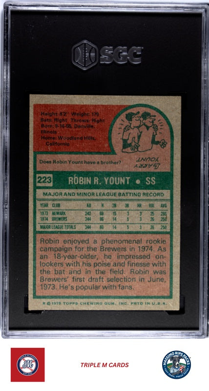 1975 Topps #223 Robin Yount SGC 4