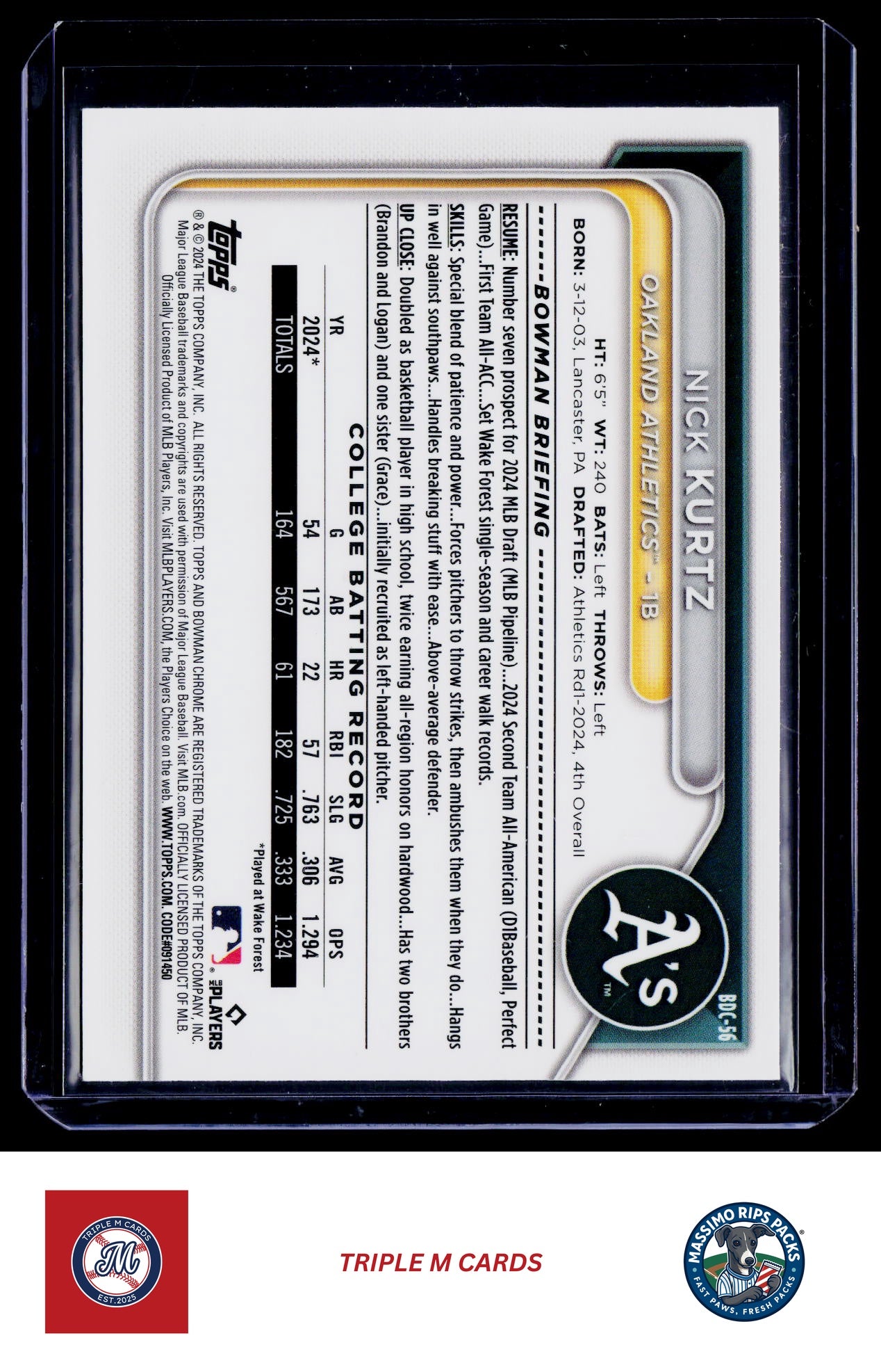 2024 Bowman Draft #BDC-56 Nick Kurtz Chrome