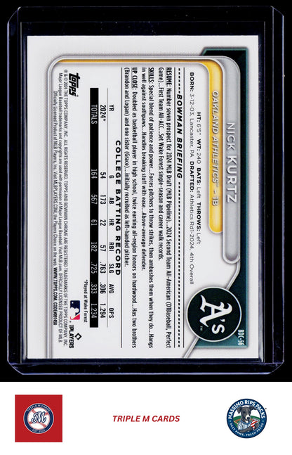 2024 Bowman Draft #BDC-56 Nick Kurtz Chrome