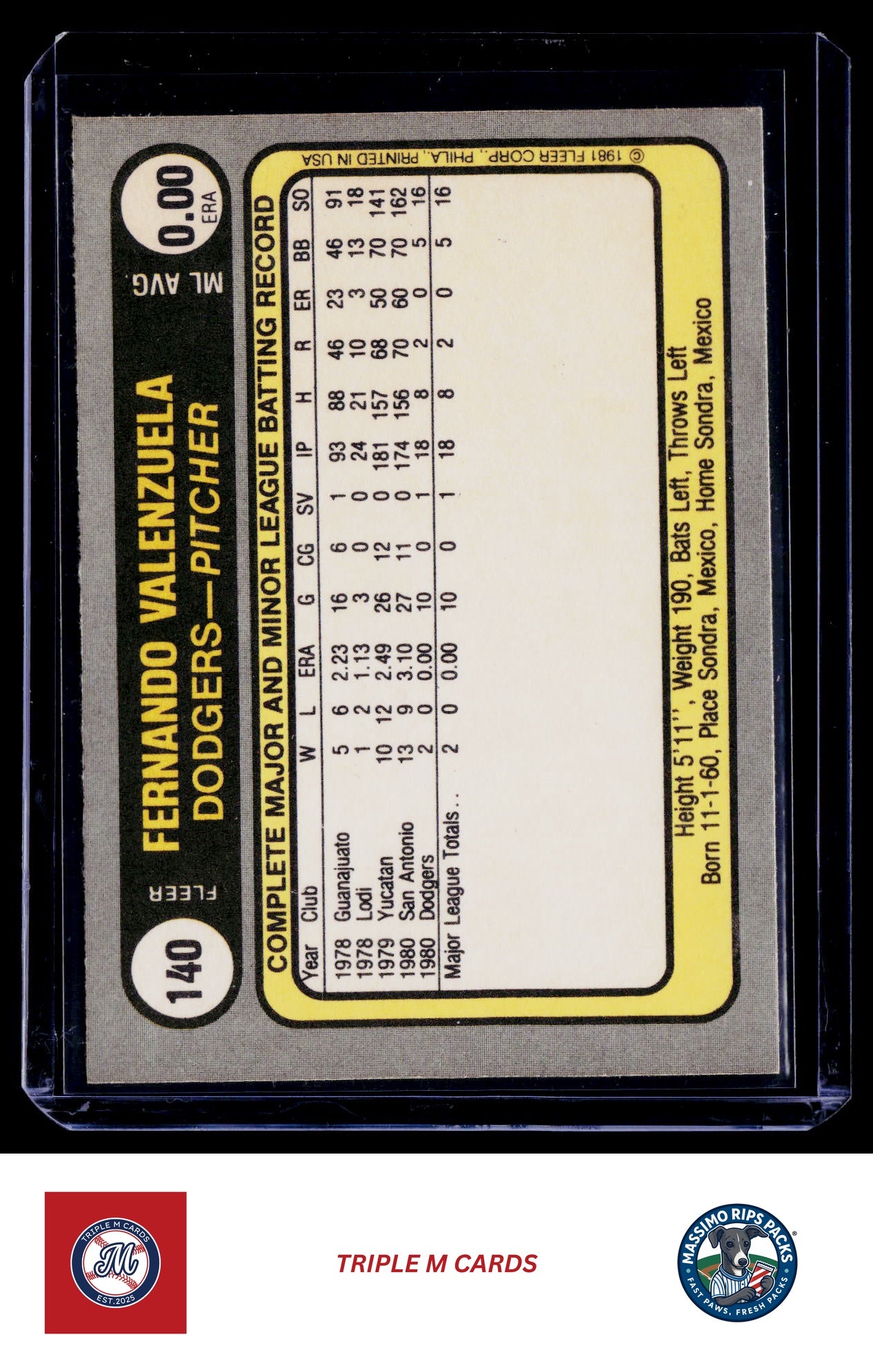 1981 Fleer #140 Fernando Valenzuela