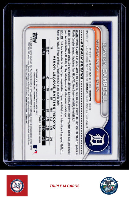 2024 Bowman Chrome #CPA-CCA Clayton Campbell Prospect Autographs