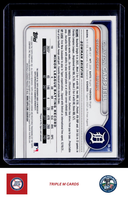 2024 Bowman Chrome #CPA-CCA Clayton Campbell Prospect Autographs