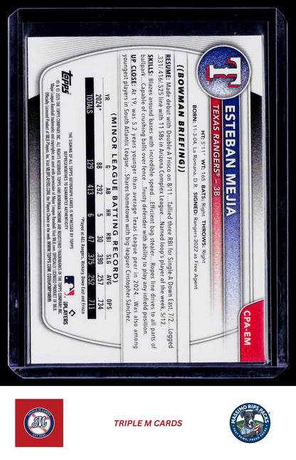 2025 Bowman #CPA-EM Esteban Mejia Chrome Prospect Autographs