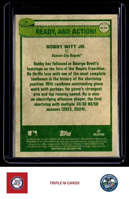 2026 Topps Heritage #RA-BW Bobby Witt Jr Ready, and Action!