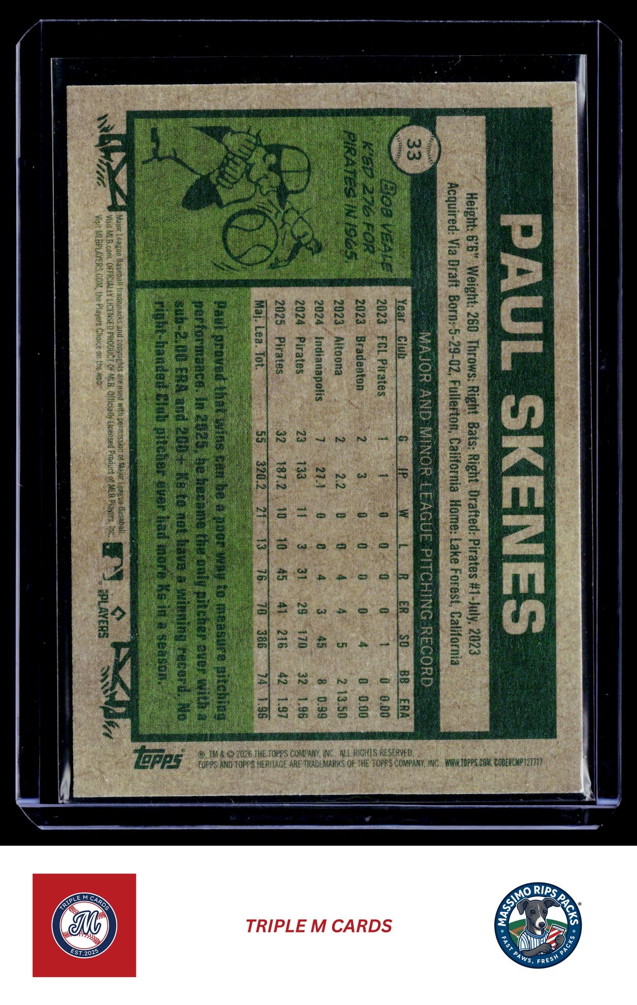 2026 Topps Heritage #33 Paul Skenes