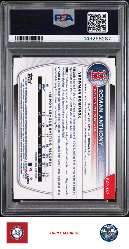 2025 Bowman Chrome #BCP-167 Roman Anthony PSA 9