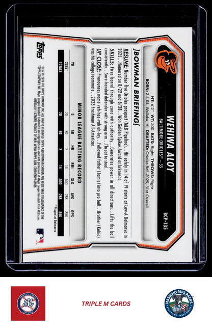 2026 Bowman #BCP-135 Wehiwa Aloy Chrome Prospects Mojo Refractor